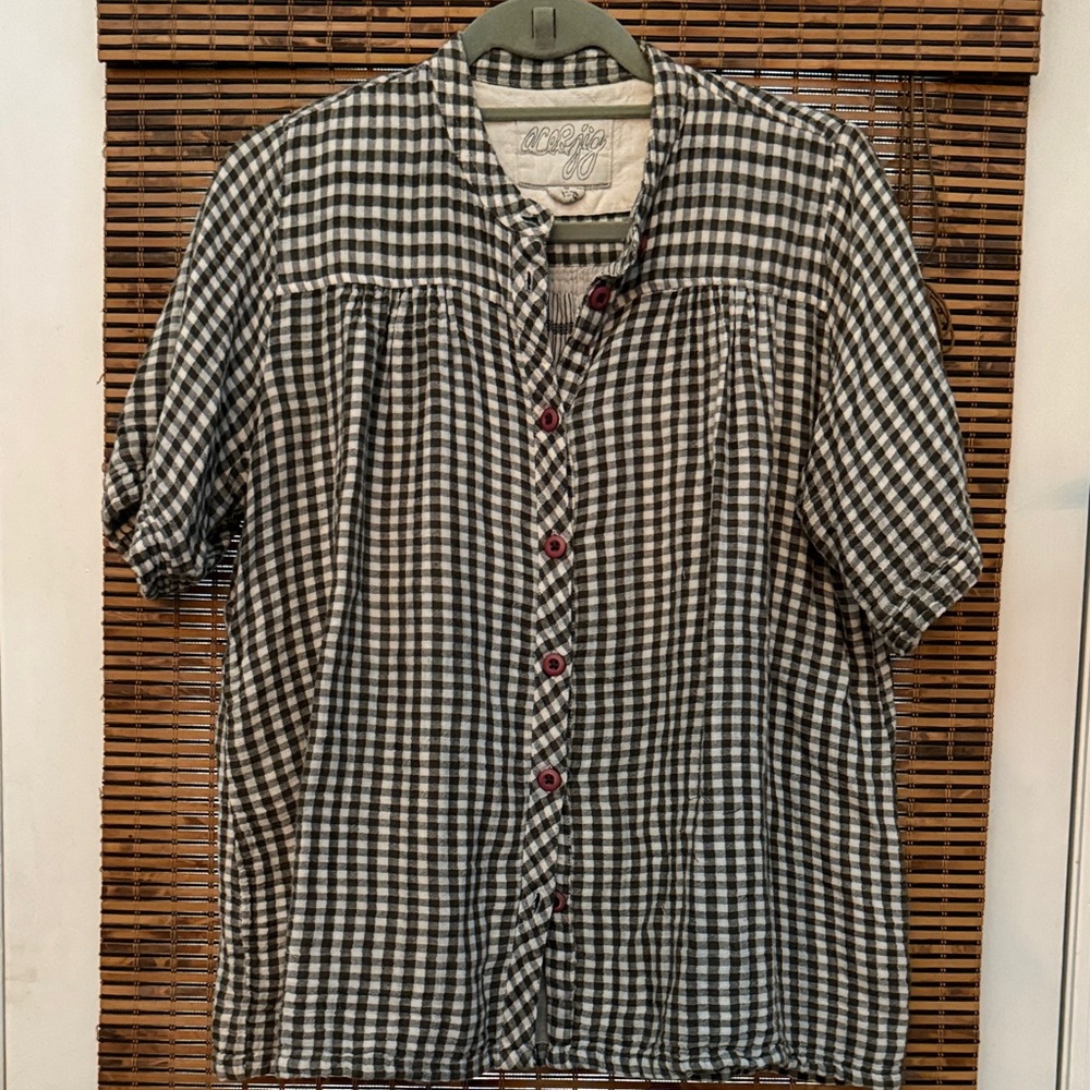 Dark Green and Cream Gingham Shirt